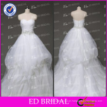 ED Bridal Real Amostra A-line Sweetheart White Ruffles Organza Beading Vestido de Noiva Vestido de Noiva